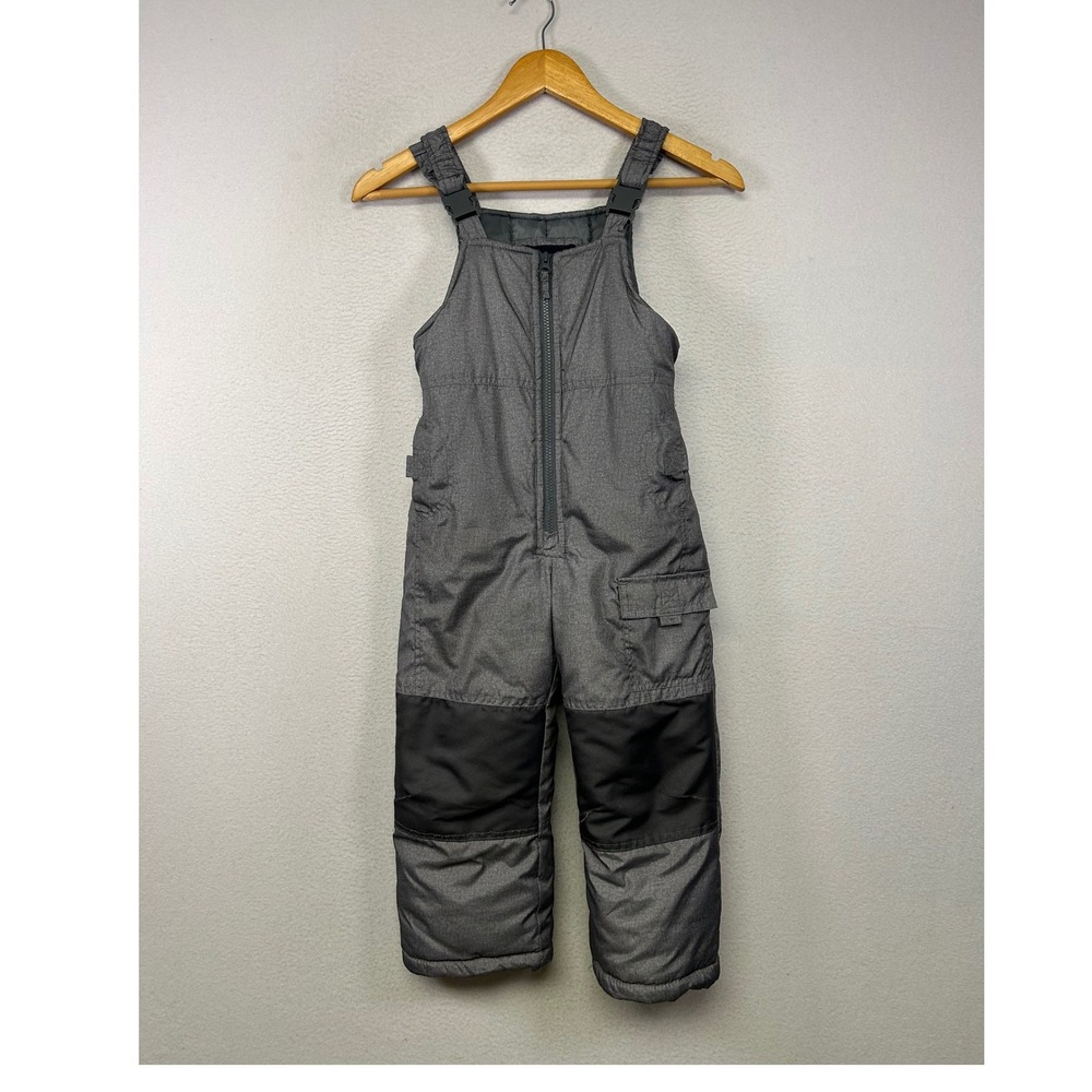 Winter Sport London Fog Kids Size 5-6 Grey Insulated Snow Bib Overalls L217E61